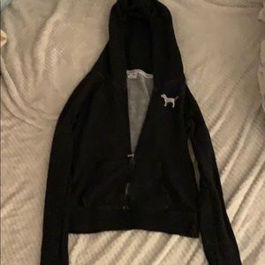 black zip up hoodie